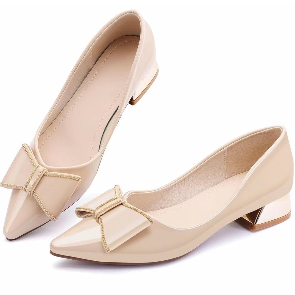 Women’s Chunky Closed Toe Low Block Heels Comfortable Dress Wedding Shoes
